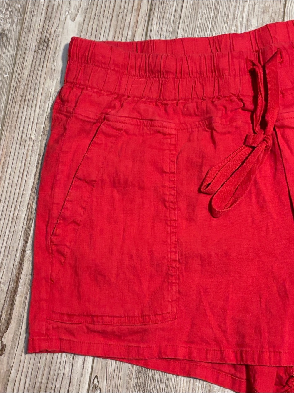 Kut from the Kloth Red Linen-Blend Drawstring Shorts - Picture 4 of 16